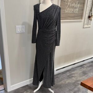 Elegant Black Sparkle Long Sleeve Evening Dress